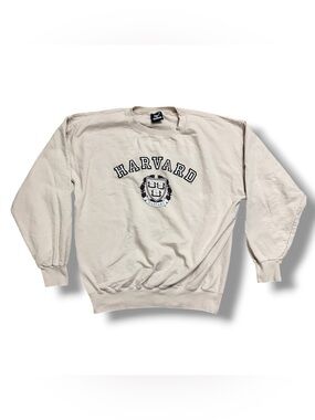 Vintage Harvard Cream Graphic Crewneck Sweatshirt Unisex Size XL Collegiate Dorm